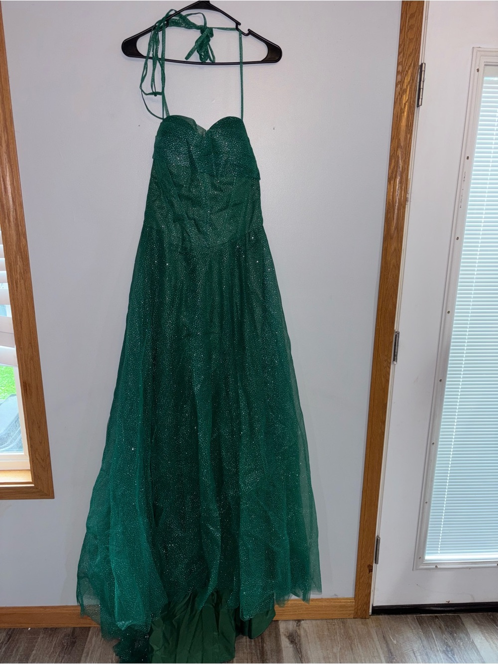 Emerald Green Sparkle Strapless Ball Gown
